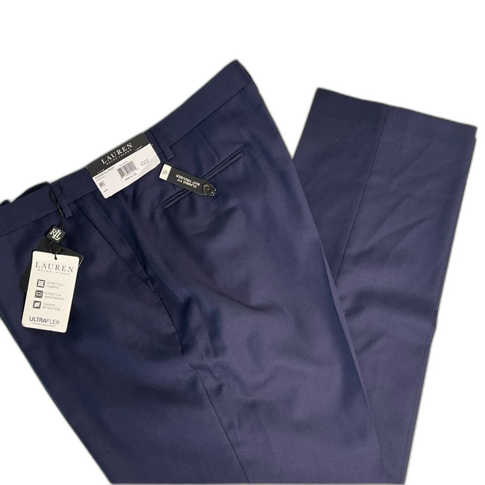 Lauren Ralph Lauren UltraFlex Edgewood Navy Suit Pants 46x32 NWT Stretch